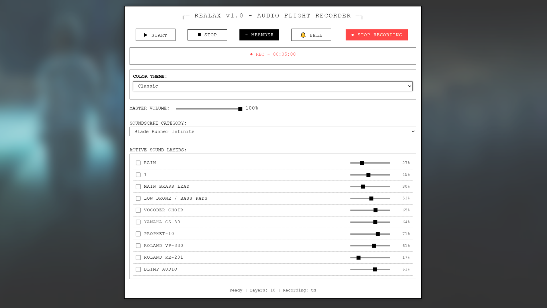 Realax audio player interface