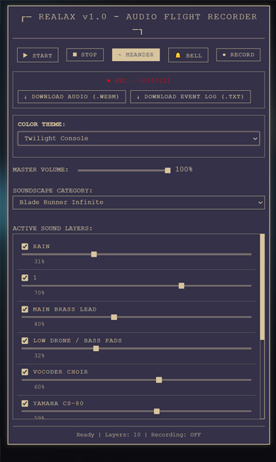 Realax interface detail
